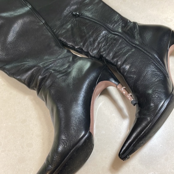 LIMITED!!! Gucci Black GG LEATHER BAMBOO HEEL ROSE GOLD KNEE BOOTS,37.5 - Picture 12 of 14